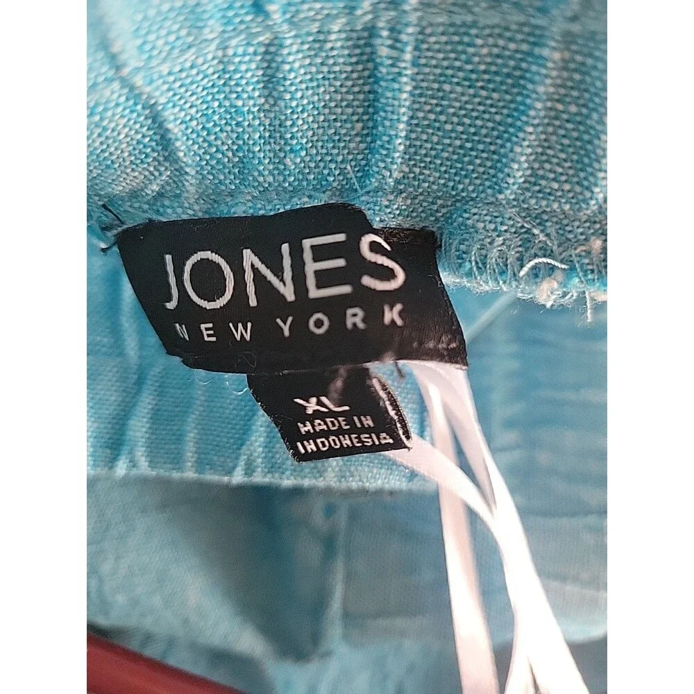Jones New York Blue Linen Stonewash Ankle‎ Pants XL
